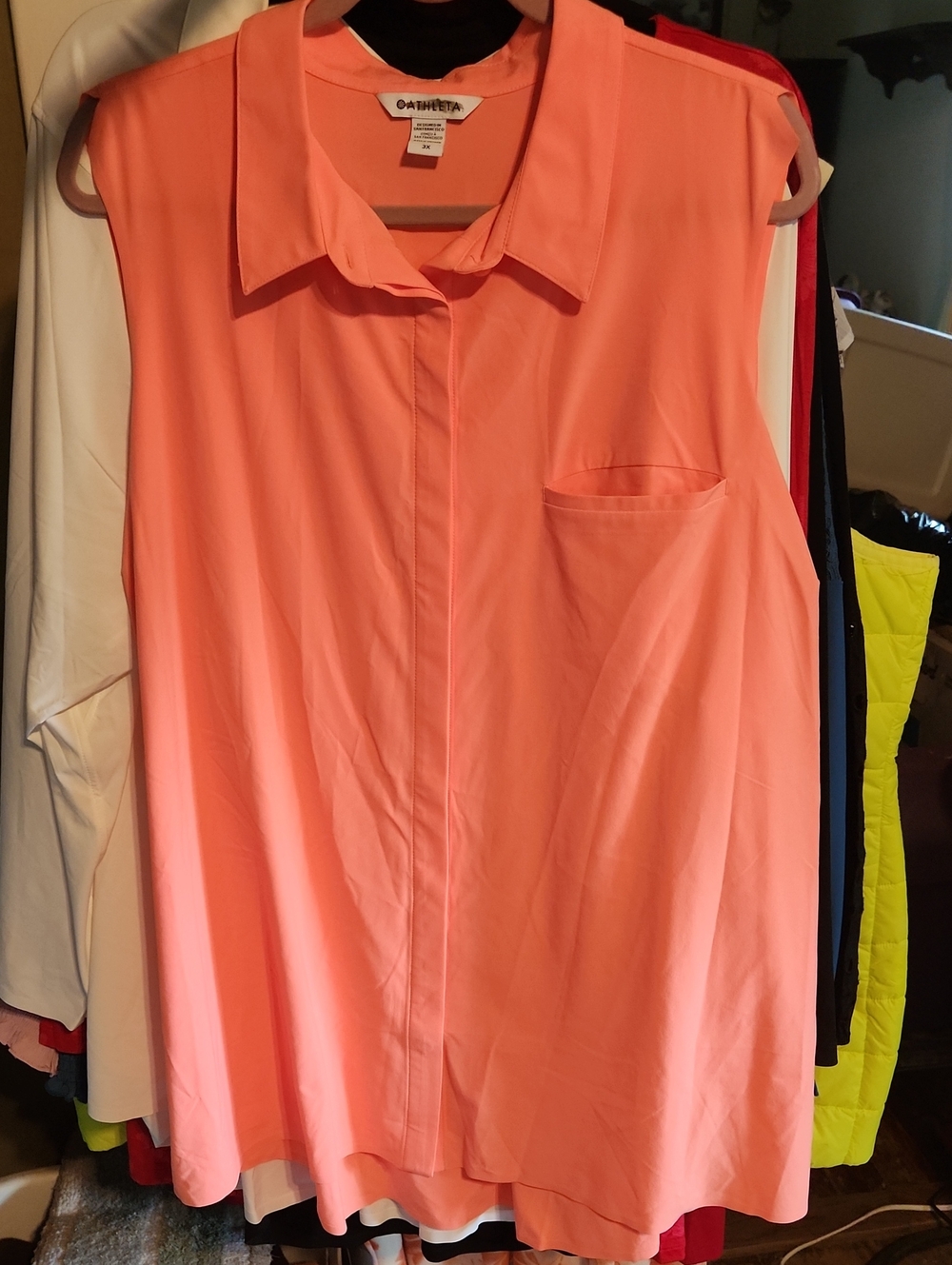 Athleta Coral Sleeveless Button-Down Top